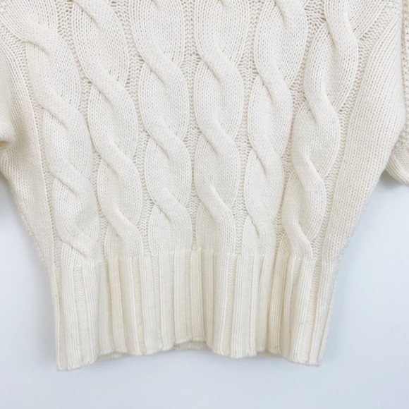 Express Cream Wool Blend Cable Knit Short Sleeves Sweater Size Xsmall - Picture 5 of 16